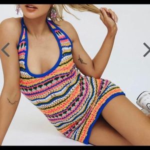 Verge Girl Fair Game Crochet Halter Mini Dress